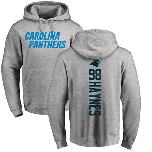 Carolina Panthers Men Ash Marquis Haynes Backer NFL Football #98 Pullover Hoodie Sweatshirts